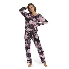 Women's Lilac+London Print Long Sleeve Pajama Top & Pajama Pants Set Lilac+London