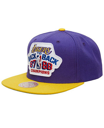 Мужская фиолетово-золотая кепка Snapback Los Angeles Lakers Hardwood Classics 1987/88, одна за другой Mitchell & Ness