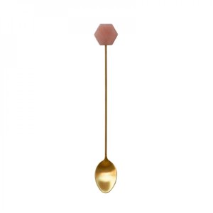 304 Stainless Steel Long Spoon Ins Coffee Stirring Long Handle Household Acrylic Gold-Plated Geometric Shape Long Spoon Popvcly