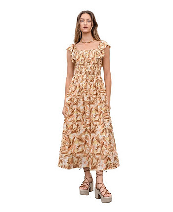 Women's Ruffle Smocked Midi Dress MOON RIVER