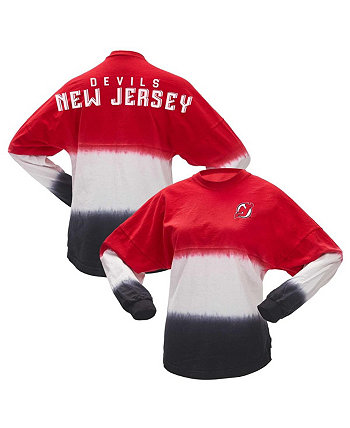 Женская красно-черная футболка с длинным рукавом New Jersey Devils с эффектом омбре Spirit Jersey