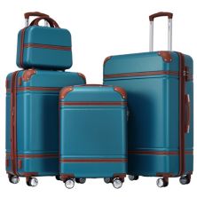 Набор чемоданов Merax из 4 предметов в твердой оболочке и косметичка, чемодан-спиннер Merax
