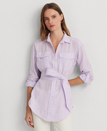 Женская рубашка в полоску с поясом Ralph Lauren