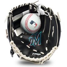Franklin Sports Miami Marlins Бросок правой рукой 9,5 дюйма. Набор перчаток и мячей T-Ball — молодежный Franklin Sports