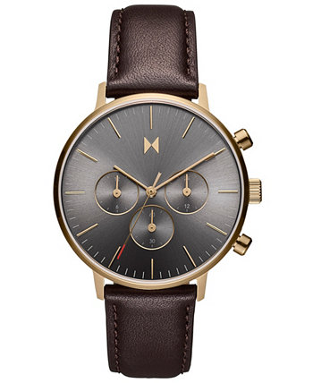 Мужские кварцевые кожаные часы Legacy коричневые, 42 мм MVMT