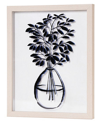Ветви листьев в вазе с принтом на стеклянной стене, 12 x 15 дюймов American Art Décor