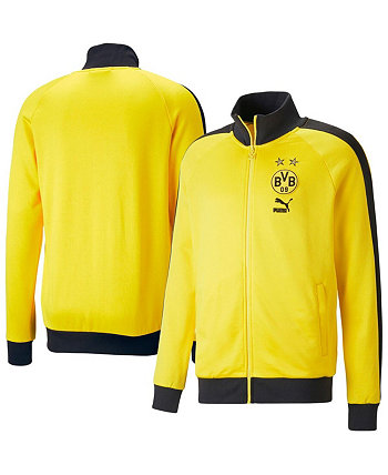 Мужская желтая спортивная куртка Borussia Dortmund ftblHeritage T7 с молнией во всю длину реглан PUMA