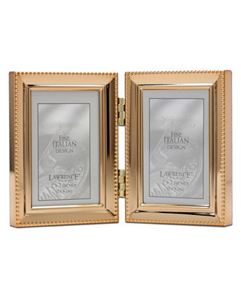 Шарнирная двойная рамка для фотографий из полированного металла - дизайн с бусинами, 2,5 "x 3,5" Lawrence Frames