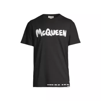Хлопковая футболка с логотипом граффити Alexander McQueen