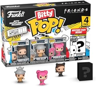 Funko Bitty POP! Friends - Monica As Catwoman, 4-Pack and A Surprise Mystery Mini Figure - 0.9 Inch (2.2 Cm) Collectable - Stackable Display Shelf Included - Gift Idea - Party Bags Stocking Funko