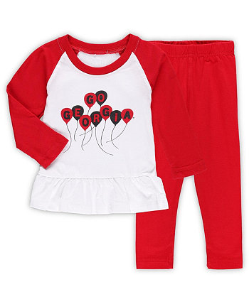 Комплект из футболки и леггинсов с рукавами 3/4 для девочек-младенцев, красный и белый Georgia Bulldogs Balloon Raglan Wes & Willy