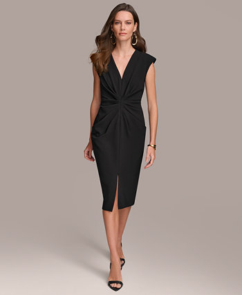 Женское платье-футляр Donna Karan New York с отложными рукавами и складками спереди Donna Karan New York