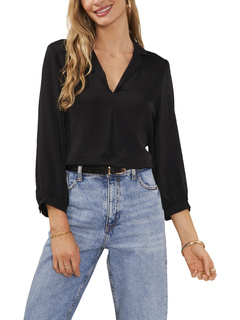 Collared Long Sleeve Blouse With Shirtale Vince Camuto