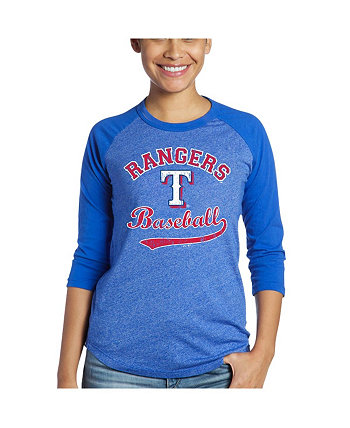 Женские нитки Royal Texas Rangers Team Бейсбол с рукавами три четверти реглан Tri-Blend футболка Majestic