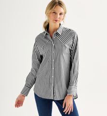 Женская рубашка большого размера в полоску с воротником на пуговицах Nine West Nine West