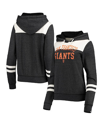 Женский черно-белый пуловер с капюшоном San Francisco Giants Colorblock Tri-Blend с принтом меланжевого цвета New Era
