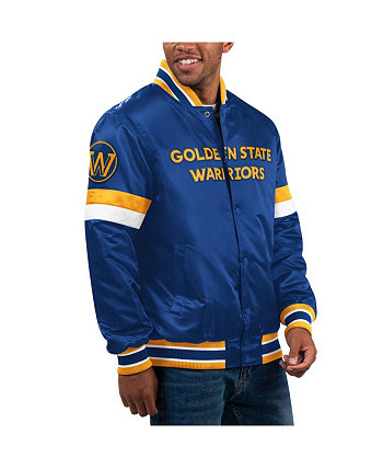 Мужская атласная университетская куртка с длинными кнопками Royal Golden State Warriors Home Game Starter