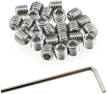 Flat Set Screw MEETOOT 25PCS 10-32 x 3/16 inch Stainless Steel Allen Head Hex Hexagon Socket Set Screws Cup Point with Hex Key Wrench Meetoot