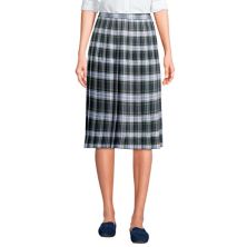 Women's Lands' End School Uniform Plaid Pleated Midi Skirt Lands' End