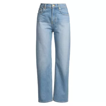 Классические укороченные широкие джинсы с высокой посадкой Tory Burch