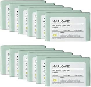 MARLOWE. No. 108 Polishing Soap Bar, 7oz (12 Bars) Lightly Exfoliating, Moisturizing & Cleansing Bar Soap for Men, Made with Natural Ingredients Marlowe.