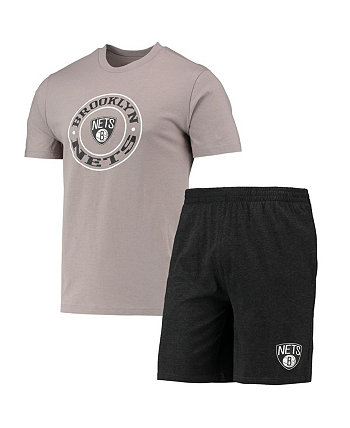 Men's Black, Gray Brooklyn Nets T-shirt and Shorts Sleep Set Concepts Sport