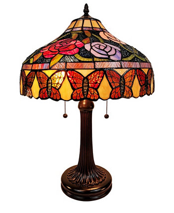 Настольная лампа с розами и бабочками в стиле Тиффани Amora Lighting