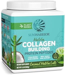 Sunwarrior Vegan Collagen Building Powder Protein Peptide with Biotin Vitamin C Hyaluronic Acid for Hair Skin Nail Dairy Free Gluten Free | Chocolate Sunwarrior