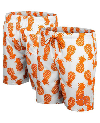 Мужские белые, оранжевые плавательные шорты Clemson Tigers Pineapple Colosseum