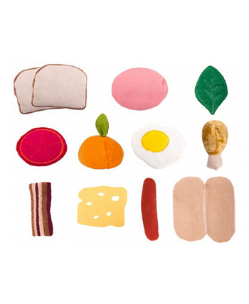 PopOhVer Pretend Play Плюшевый набор для завтрака и обеда с едой Brainstorm Toys