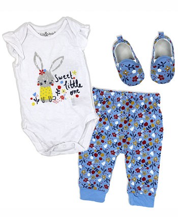 Боди с кроликом для маленьких девочек, брюки и обувь для бега, комплект из 3 предметов Lily & Jack