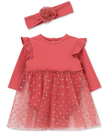 Платье-пачка для маленьких девочек, боди и повязка на голову, комплект из 2 предметов Little Me
