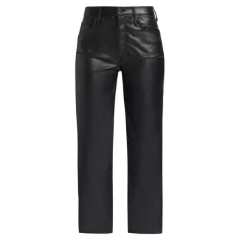 The Rambler Faux Leather High-Rise Straight-Leg Ankle Pant MOTHER