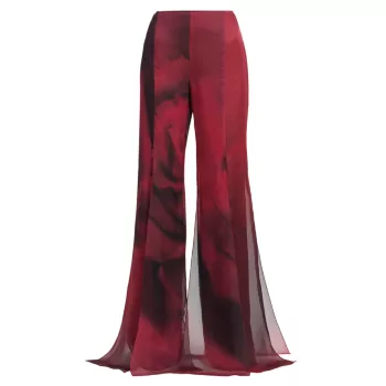 Layered Silk Rose Pants Alberta Ferretti