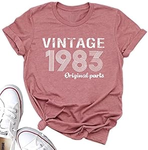 Vintage1983 Shirts for Women 40th Birthday Gifts T Shirts 1983 Birthday Gifts Idea Shirts Retro Birthday Party Idea Tops GREFLYING