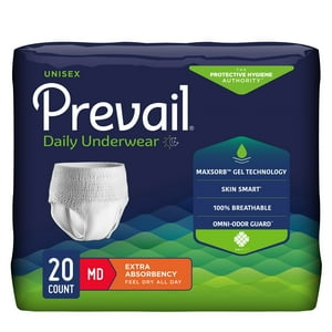 Prevail Daily Disposable Underwear Medium, PV-512, Extra, 20 Ct Prevail