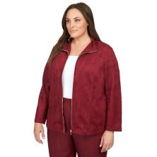 Plus Size Alfred Dunner Suede Paneled Zip-Up Jacket Alfred Dunner