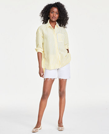 Women's Stripe Relaxed-Fit Shirt, Created for Macy's On 34th