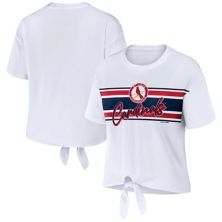 Women's WEAR by Erin Andrews White St. Louis Cardinals Front Tie T-Shirt WEAR by Erin Andrews