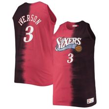Мужская майка Mitchell & Ness Allen Iverson красная/черная Philadelphia 76ers Big & Tall Profile Tie-Dye Player Mitchell & Ness