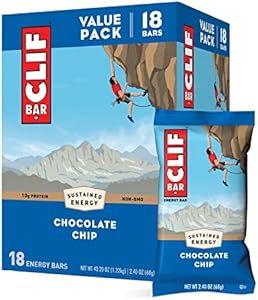 CLIF BARS - Energy Bars - Chocolate Chip - Made with Organic Oats - Plant Based Food - Vegetarian - Kosher (2.4 Ounce Protein Bars, 18 Count) - Pack of 4 Clif Bar