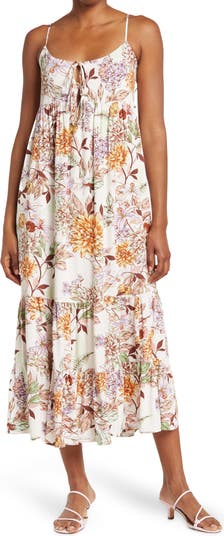 Ярусное платье с завязками спереди и цветочным принтом Lumiere
