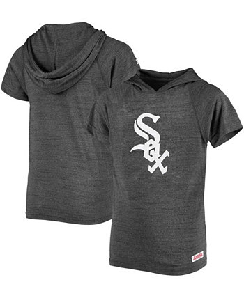 Пуловер с короткими рукавами Big Boys Heather Black Chicago White Sox реглан с капюшоном Stitches