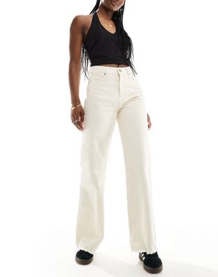 Sixth June high rise wide leg pants in washed ecru Sixth June