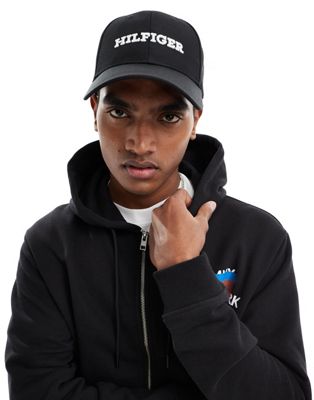 Tommy Hilfiger monotype canvas 6 panel cap in black Tommy Hilfiger