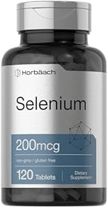 Horbäach Selenium Supplement | 200mcg | 120 Tablets | Non-GMO and Gluten Free Horbäach