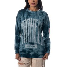 Women's The Wild Collective Blue New York Yankees Overdyed Pullover Sweatshirt The Wild Collective