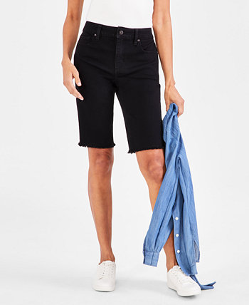 Женские джинсовые шорты-бермуды со средней посадкой и необработанными краями, созданные для Macy's Style & Co