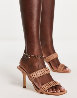 Ever New ruched strap heel in camel Ever New