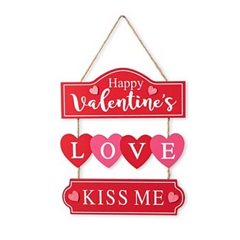 Glitzhome 13.50"H Valentine's MDF Wooden LOVE Word Sign Door Hanger Glitzhome